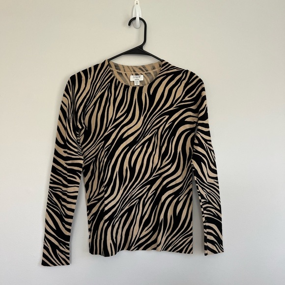 J Crew Zebra Stripe Top - Picture 1 of 6